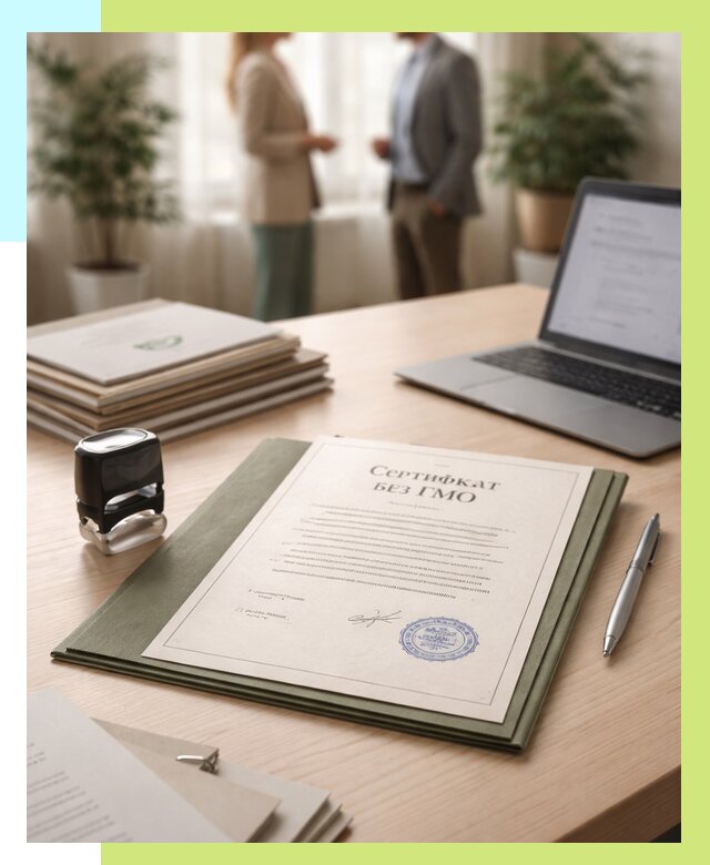 Сертификат без ГМО в Ефремах от 7684 р. оформить срочно Алешин-Фрм